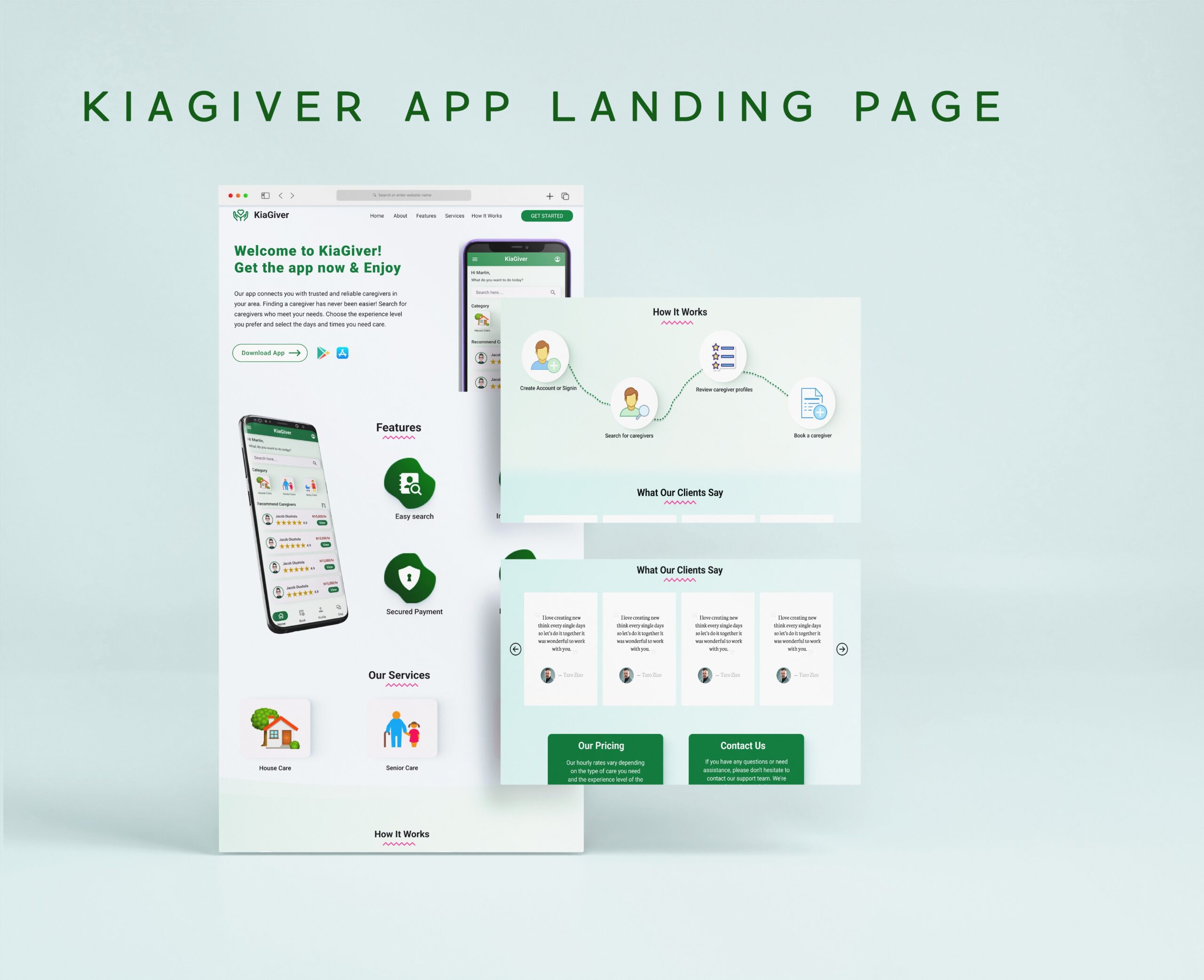 KiaGiver App Landing Page UI